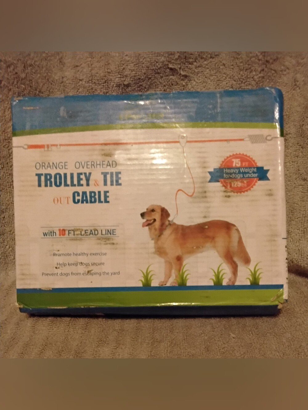 Orange Overhead Trolley & Tie-Out Cable for Dogs Nwt